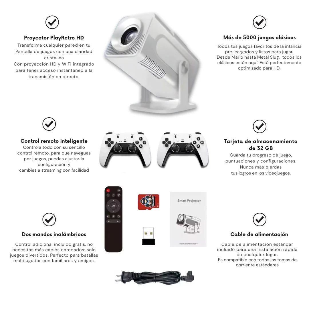 PlayRetro® Proyector con Juegos PRO 2.0