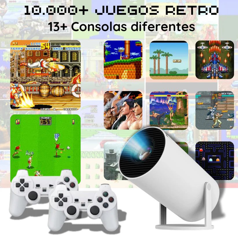 Proyector 4K con Consola de Juegos Retro