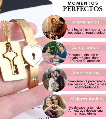 Pulsera Corazón y Collar con llave